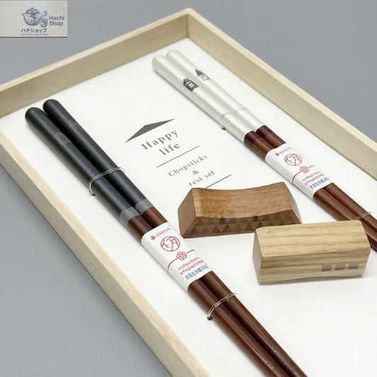 Japanskt Ätpinnar Set i Träask – Wakasa-nuri 21 cm & 23 cm Hachishop